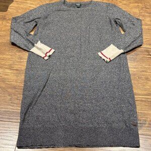 Roots Gray light sweater Dress with Cream and Red Accents